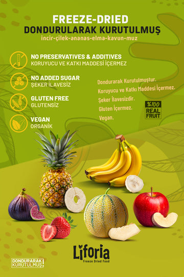 Freeze Dried Tam Karışık - Dondurularak Kurutulmuş Meyve - Freeze Dry Kuru Meyve 20gr - 6lı