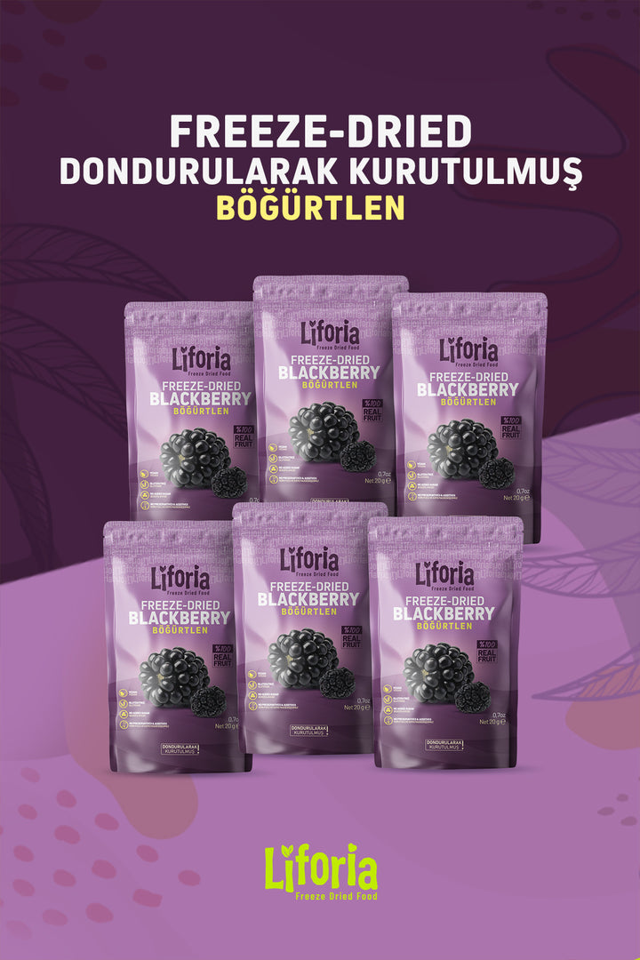 Freeze Dried Tane Böğürtlen - Dondurularak Kurutulmuş Meyve - Freeze Dry Kuru Meyve 20gr - 6lı