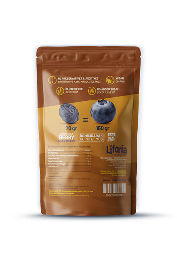 Freeze Dried Tane Yaban Mersini- Dondurularak Kurutulmuş Meyve-freeze Dry Kuru Meyve 20gr-6lı