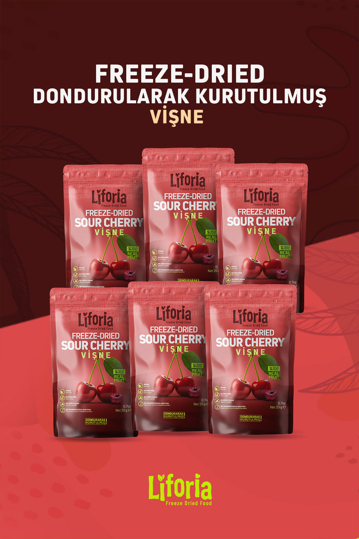 Freeze Dried Tane Vişne- Dondurularak Kurutulmuş Meyve-freeze Dry Kuru Meyve 20gr-6lı
