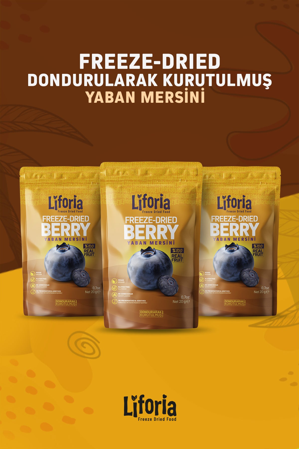 Freeze Dried Tane Yaban Mersini- Dondurularak Kurutulmuş Meyve-freeze Dry Kuru Meyve 20gr-3lü