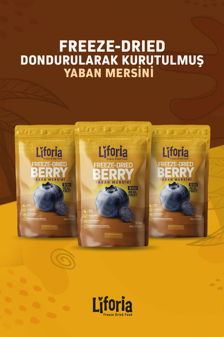 Freeze Dried Tane Yaban Mersini- Dondurularak Kurutulmuş Meyve-freeze Dry Kuru Meyve 20gr-3lü
