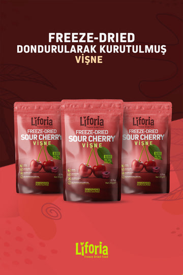 Freeze Dried Tane Vişne- Dondurularak Kurutulmuş Meyve-freeze Dry Kuru Meyve 20gr-3lü