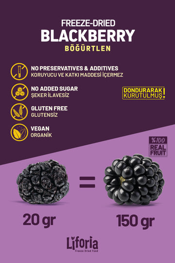 Freeze Dried Tane Böğürtlen - Dondurularak Kurutulmuş Meyve - Freeze Dry Kuru Meyve 20gr - 3lü
