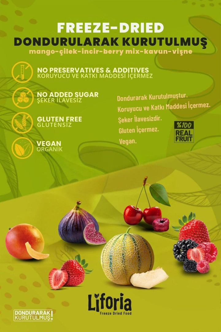 6’lı Dondurulmuş Meyve - Sağlıklı Atıştırmalık - Mango Kavun Çilek Vişne İncir Berry Mix
