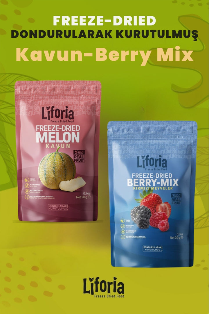 2’li Dondurularak Kurutulmuş Kuru Meyve - Sağlıklı Atıştırmalık - Kavun Ve Berry Mix Kurusu