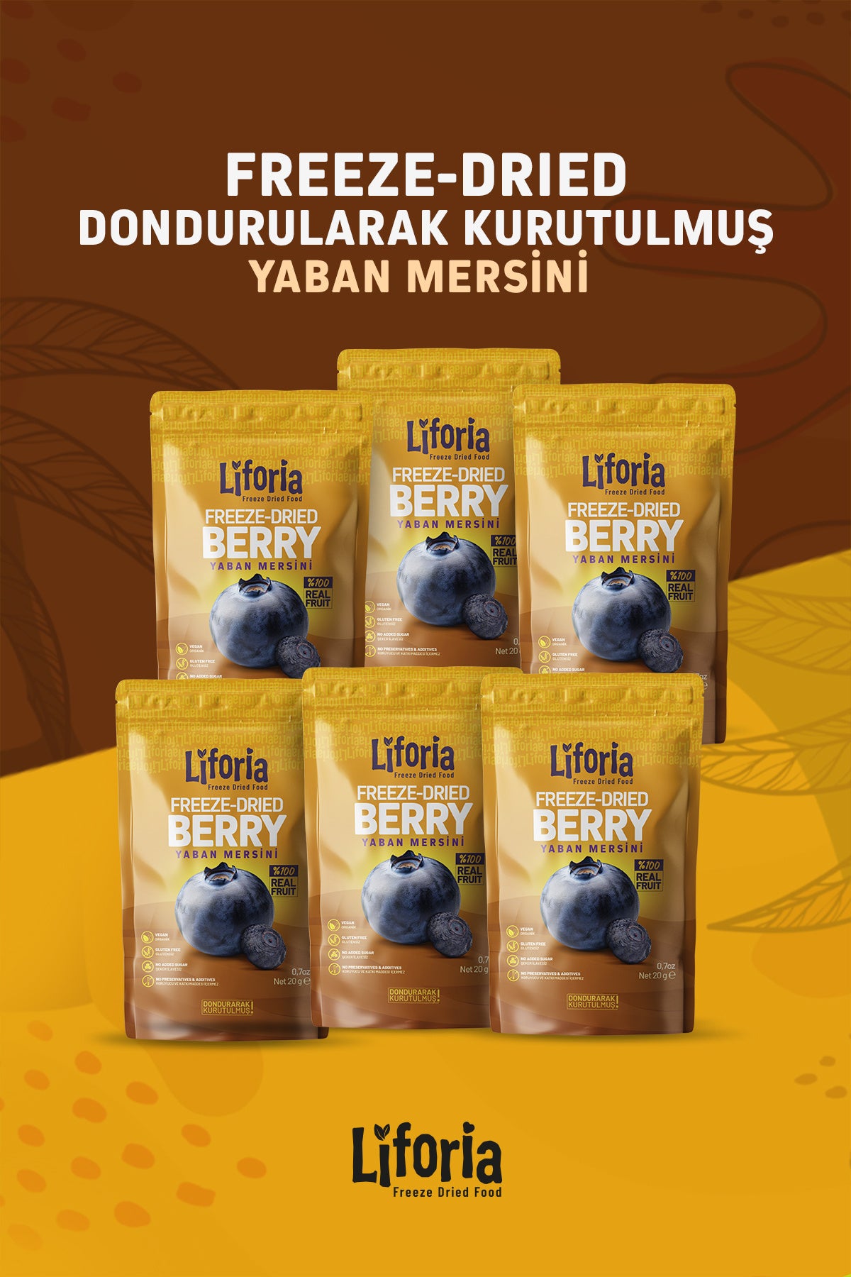 Freeze Dried Tane Yaban Mersini- Dondurularak Kurutulmuş Meyve-freeze Dry Kuru Meyve 20gr-6lı