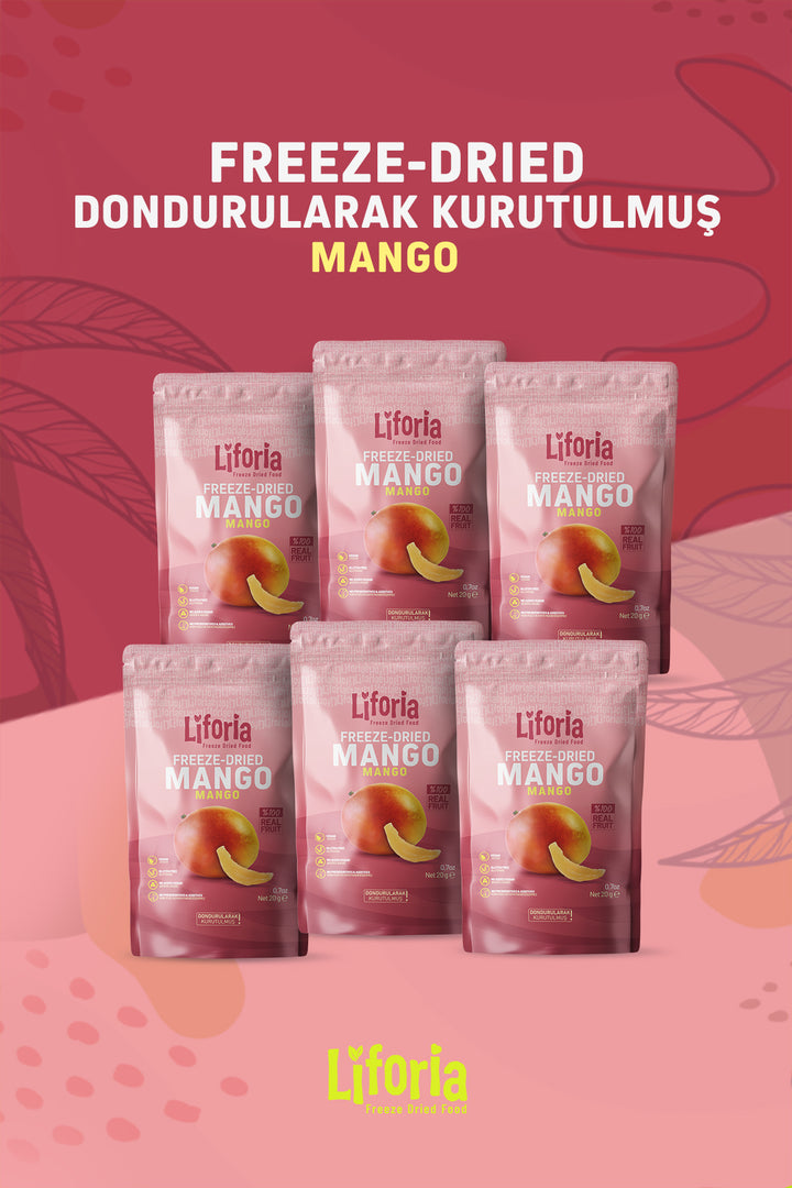 Freeze Dried Ince Dilim Mango - Dondurularak Kurutulmuş Meyve - Freeze Dry Kuru Meyve 20gr - 6lı