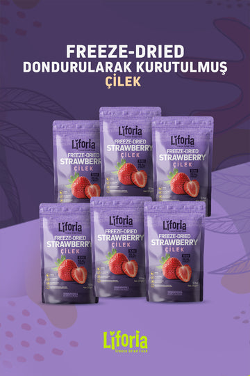 Freeze Dried Ince Dilim Çilek- Dondurularak Kurutulmuş Meyve-freeze Dry Kuru Meyve 20gr-6lı