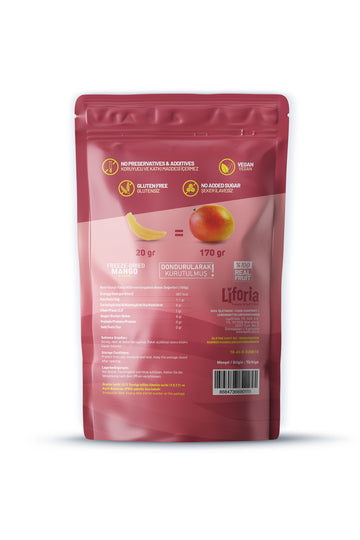 Freeze Dried Ince Dilim Mango - Dondurularak Kurutulmuş Meyve - Freeze Dry Kuru Meyve 20gr - 6lı