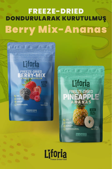2’li Dondurularak Kurutulmuş Kuru Meyve - Sağlıklı Atıştırmalık - Berry Mix Ve Ananas Kurusu
