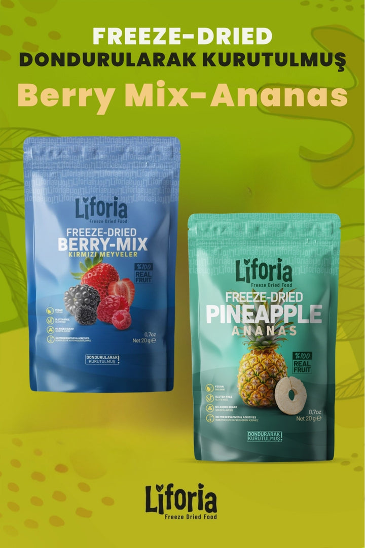 2’li Dondurularak Kurutulmuş Kuru Meyve - Sağlıklı Atıştırmalık - Berry Mix Ve Ananas Kurusu