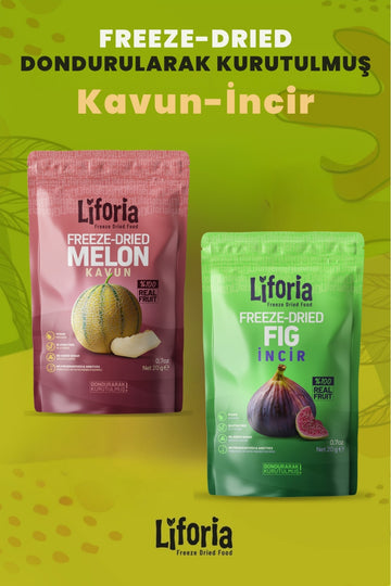 2’li Dondurularak Kurutulmuş Kuru Meyve - Sağlıklı Atıştırmalık - Kavun Ve İncir Kurusu Freeze Dried