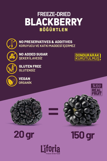 Freeze Dried Tane Böğürtlen - Dondurularak Kurutulmuş Meyve - Freeze Dry kuru Meyve 20gr