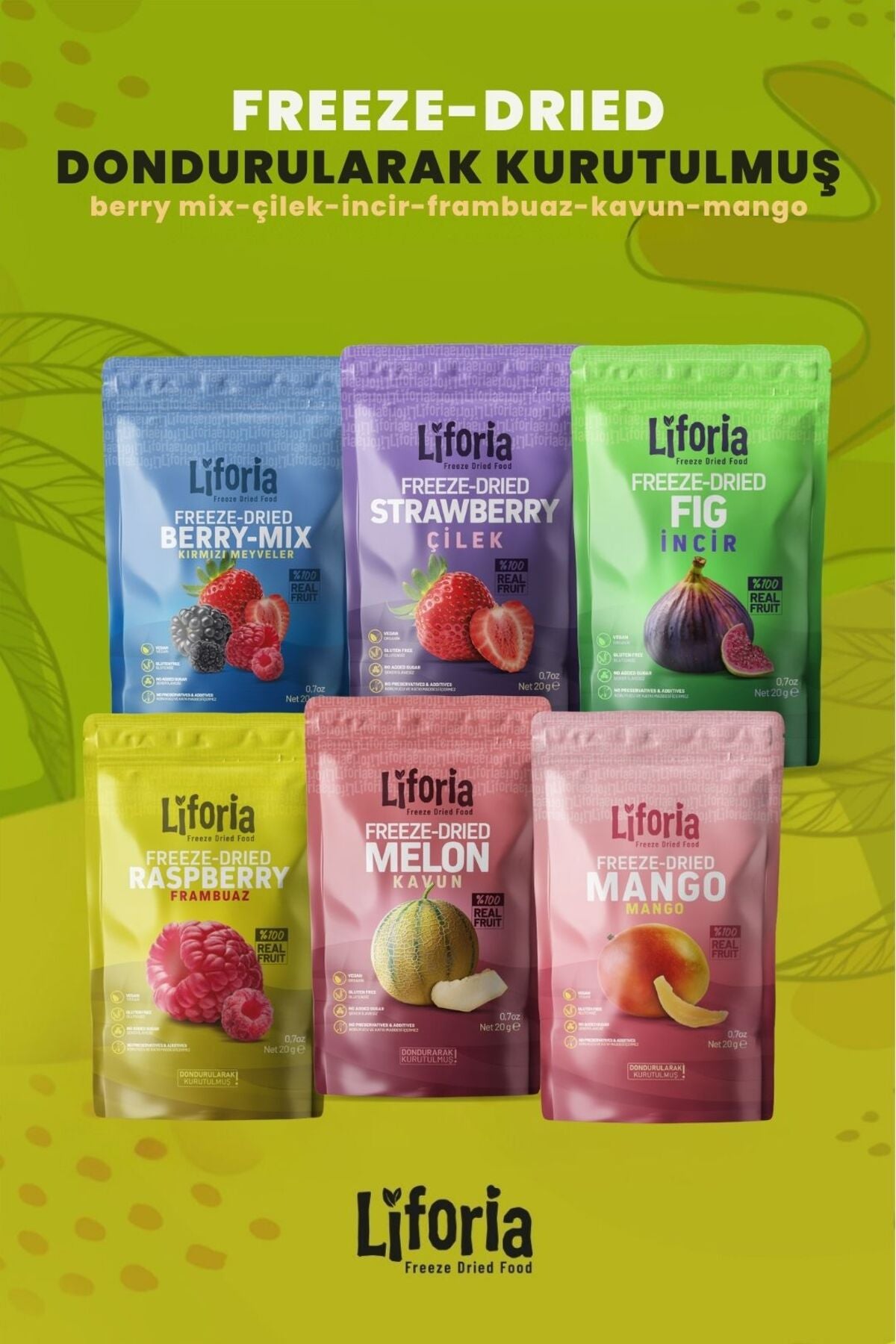 6’lı Dondurulmuş Meyve - Sağlıklı Atıştırmalık - Mango Berry Mix İncir Kavun Çilek Frambuaz