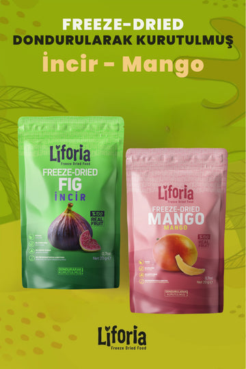 2’li Dondurularak Kurutulmuş Kuru Meyve - Sağlıklı Atıştırmalık - İncir Ve Mango Kurusu Freeze Dried