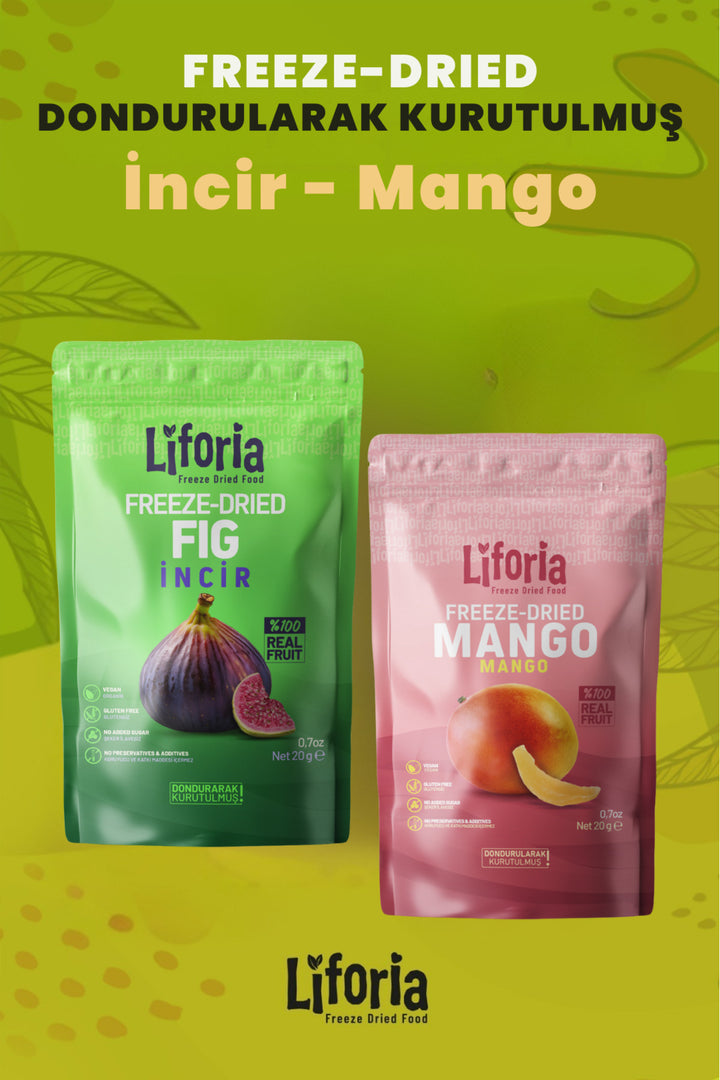 2’li Dondurularak Kurutulmuş Kuru Meyve - Sağlıklı Atıştırmalık - İncir Ve Mango Kurusu Freeze Dried