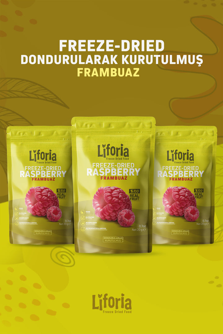 Freeze Dried Tane Frambuaz - Dondurularak Kurutulmuş Meyve - Freeze Dry Kuru Meyve 20gr - 3lü