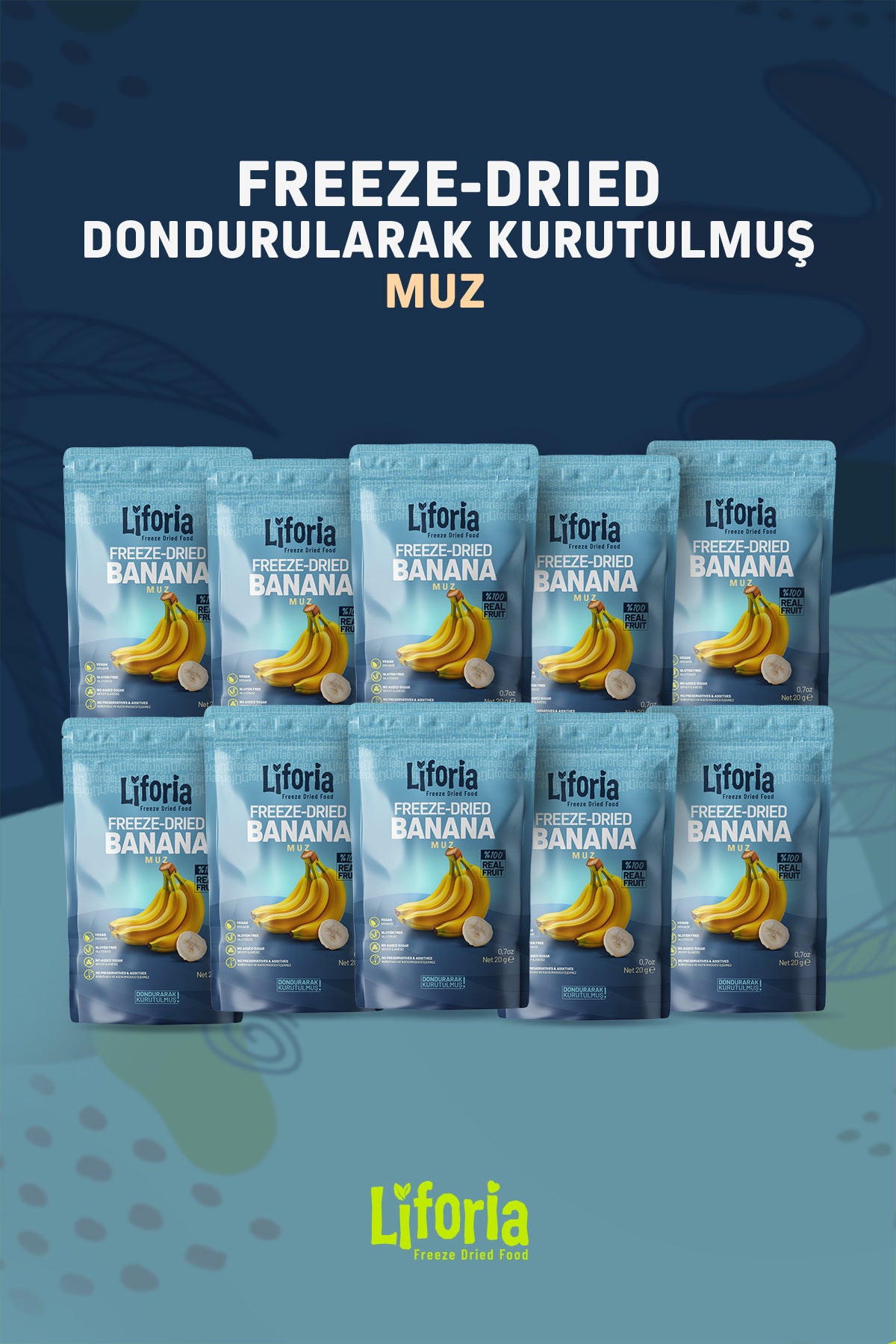 Freeze Dried Ince Dilim Muz- Dondurularak Kurutulmuş Meyve-freeze Dry Kuru Meyve 20gr-10lu