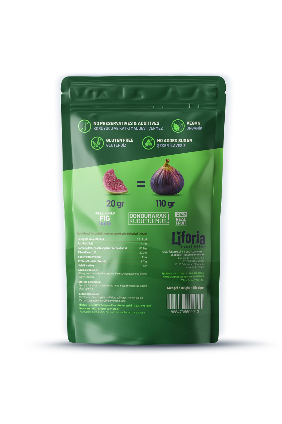 Freeze Dried Ince Dilim Incir- Dondurularak Kurutulmuş Meyve-freeze Dry Kuru Meyve 20gr