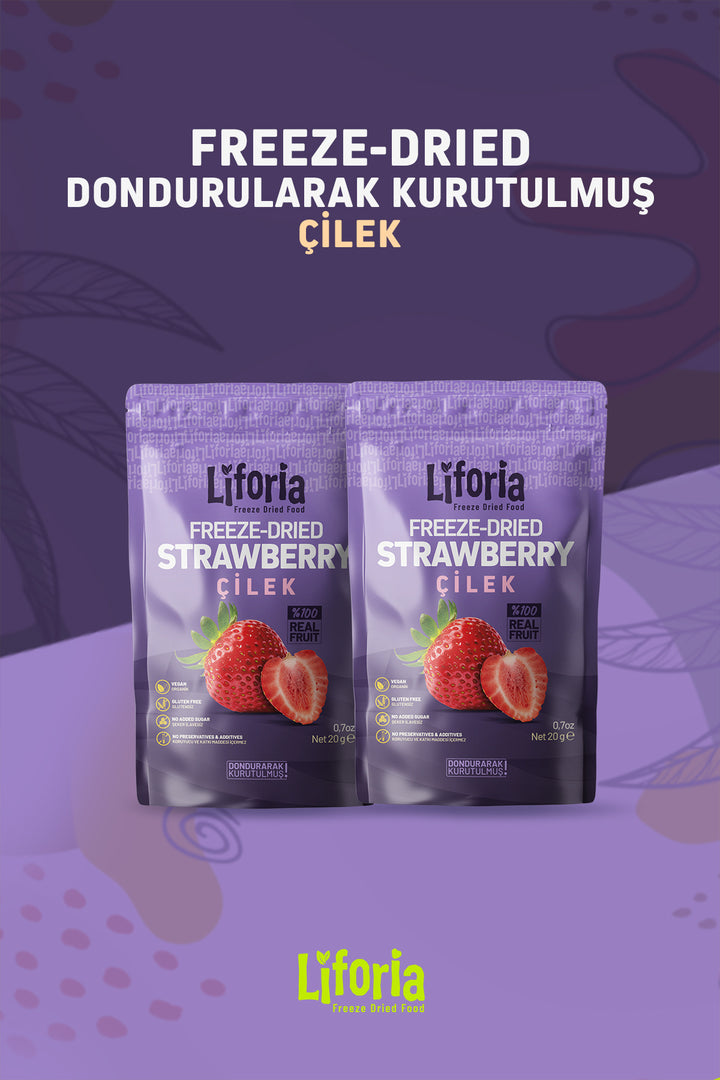 Freeze Dried Ince Dilim Çilek - Dondurularak Kurutulmuş Meyve - Freeze Dry Kuru Meyve 20gr - 2li